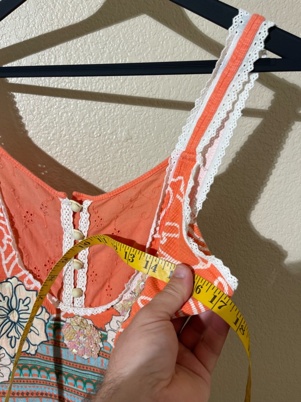 Miss Me Orange and Cream Crochet Detail Top - Picture 5 of 6
